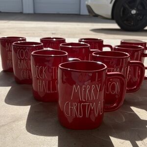 Rae Dunn Red Holiday Mugs